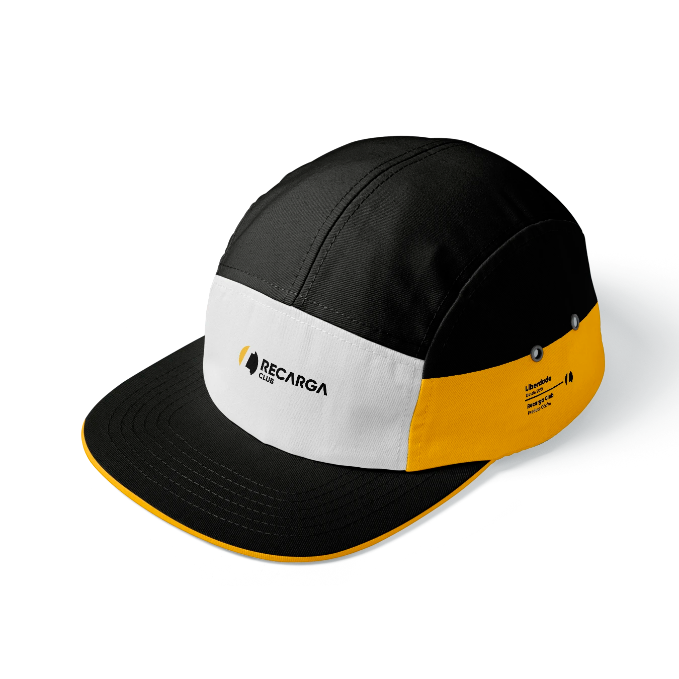 Boné Recarga Club 2026 preto, amarelo e branco