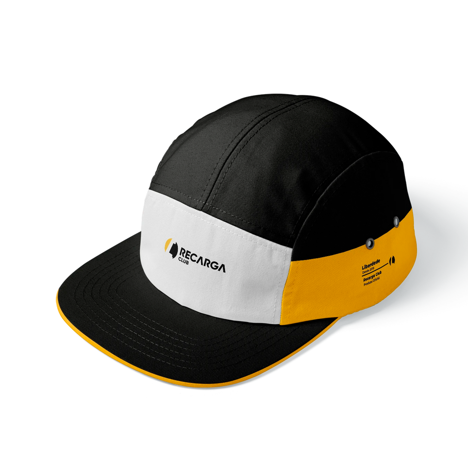 Boné Recarga Club 2026 preto, amarelo e branco