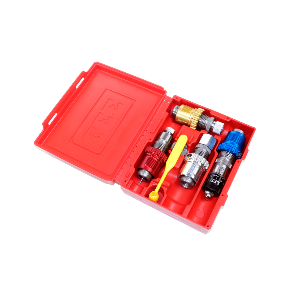 Dies Lee 4 Peças Carbide de Tungstênio Com Micrometro + Shell Holder + Buchas de Troca Rápida - Conjunto de Matrizes - Lee Precision - Breech lock 4 Die Set Pistol - PCE