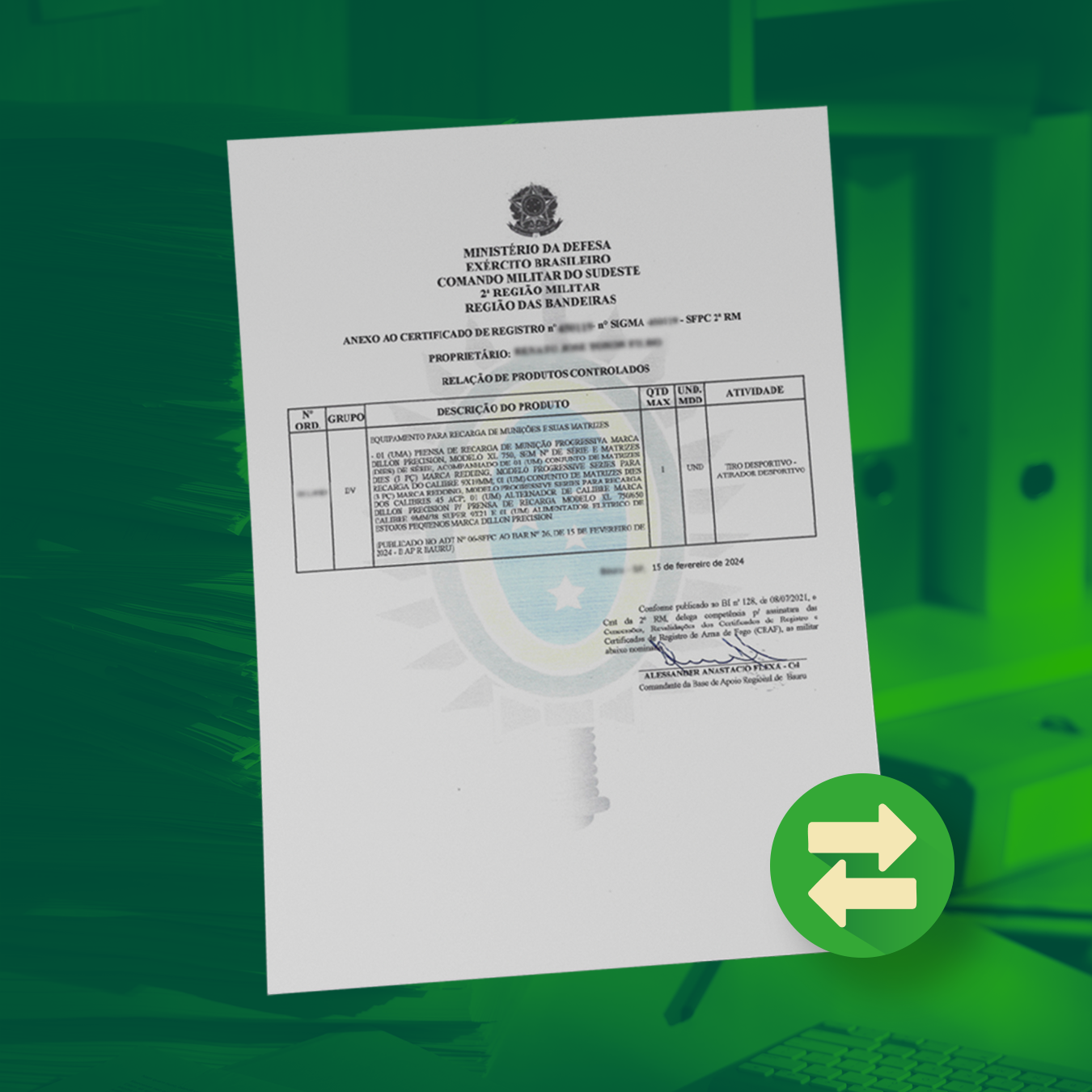 Transferência de Arma de Entidade de Tiro para Entidade de Tiro