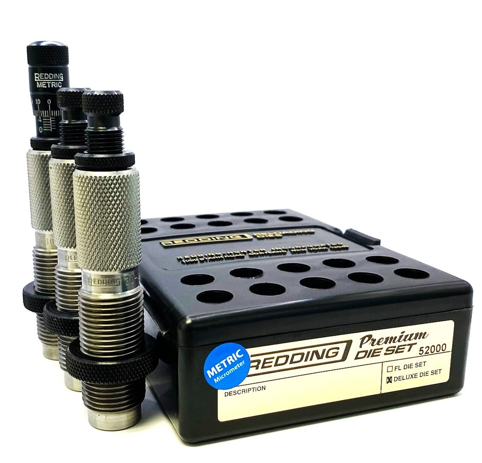 Dies 3 Peças Redding Premium Deluxe com Carbide e Micrômetro - Redding - Premium Die Set - PCE