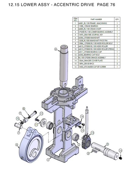 Conjunto excêntrico inferior Dillon RL1100